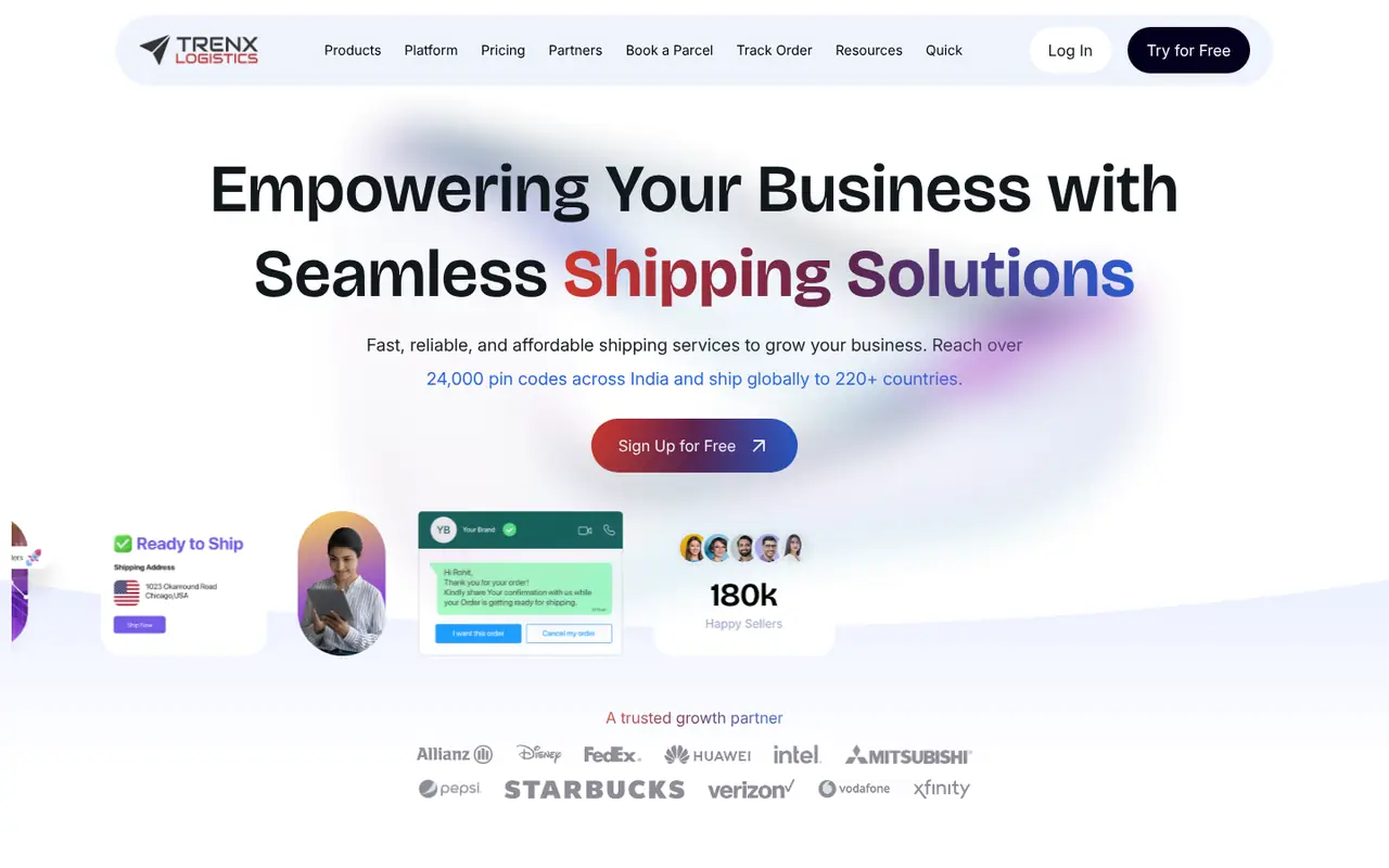 TRENX Logistics website